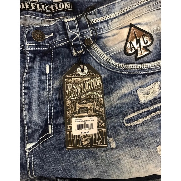 AFFLICTION Men Denim Jeans GAGE RELENT FLETCH Embr - Picture 3 of 9